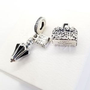 set Pandora Mary Poppins Bag charm Umbrella Dangle set Pandora Mary Poppins Bag charm Umbrella Dangle